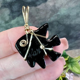 Dicroic Glass Fish, Handmade Pendants, Wire Wrapped in Sterling Silver or 14K GF