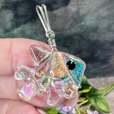 Dicroic Glass Fish, Handmade Pendants, Wire Wrapped in Sterling Silver or 14K GF