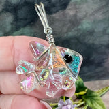 Dicroic Glass Fish, Handmade Pendants, Wire Wrapped in Sterling Silver or 14K GF