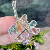 Dicroic Glass Fish, Handmade Pendants, Wire Wrapped in Sterling Silver or 14K GF