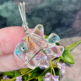 Dicroic Glass Fish, Handmade Pendants, Wire Wrapped in Sterling Silver or 14K GF