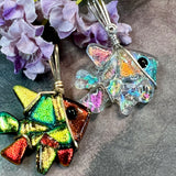 Dicroic Glass Fish, Handmade Pendants, Wire Wrapped in Sterling Silver or 14K GF
