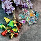 Dicroic Glass Fish, Handmade Pendants, Wire Wrapped in Sterling Silver or 14K GF