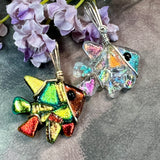 Dicroic Glass Fish, Handmade Pendants, Wire Wrapped in Sterling Silver or 14K GF