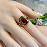 Vintage Watermelon Tourmaline Ring in 14K Gold-Filled (US Size 8, c. 1999)
