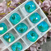 Laguna Delite, 1 PC Genuine Swarovski Crystal, 12mm 4470 Square Cushion Cut With Setting