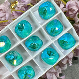 Laguna Delite, 1 PC Genuine Swarovski Crystal, 12mm 4470 Square Cushion Cut With Setting