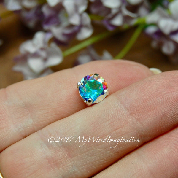 8mm Opalescent Topaz 1 Piece Loose Gemstone, in Sterling Silver or Gold Plated Setting, Loose Gemstone