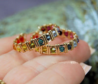 Swarovski Crystal,  Multi-Colored Handmade Crystal Hoop Earrings in 14K GF Wire