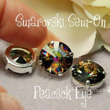 Peacock Eye 12mm Swarovski Crystal Rhinestone Rivoli 1122, With Setting