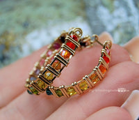 Swarovski Crystal,  Multi-Colored Handmade Crystal Hoop Earrings in 14K GF Wire
