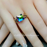 Swarovski Checkerboard Cut Crystal AB Handmade Ring, Vintage Crystal Handmade Ring