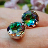 Vitrail Medium Vintage Czech 14mm, 1 Piece  art 1200 Dentelles With Setting