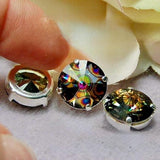 Peacock Eye 12mm Swarovski Crystal Rhinestone Rivoli 1122, With Setting
