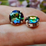 Vitrail Medium Vintage Czech 14mm, 1 Piece  art 1200 Dentelles With Setting
