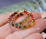 Swarovski Crystal,  Multi-Colored Handmade Crystal Hoop Earrings in 14K GF Wire
