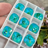 Laguna Delite, 1 PC Genuine Swarovski Crystal, 12mm 4470 Square Cushion Cut With Setting