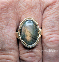 Men's Labradorite Ring, 14K GF, One Of A Kind, US Size 13