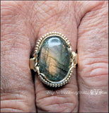 Men's Labradorite Ring, 14K GF, One Of A Kind, US Size 13