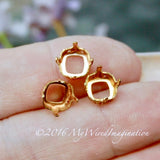 Red Brass Sew-On Rhinestone Settings, for 8mm 4470 or 4471 Cushion Cut Squares