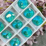 Laguna Delite, 1 PC Genuine Swarovski Crystal, 12mm 4470 Square Cushion Cut With Setting