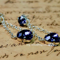 Tanzanite Handmade Earrings in Vintage Swarovski Crystal and Sterling Silver