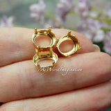 12x10mm Oval, Rhinestone Settings, Silver or Gold Plated, 3 Pieces