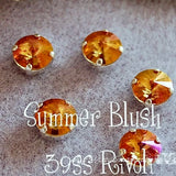 Summer Blush Swarovski Crystal, 2 Pieces, 1122 39ss 8mm Rivoli With Setting