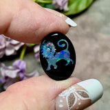 Rare Vintage Lion Carved Opal Triplet Cabochon - Black Onyx & Clear Quartz, 18x13mm