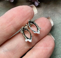 SOLID Sterling Silver, Navette Earring Post Settings with or without a Loop, Empty Settings