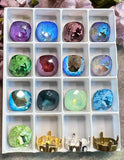 10mm 4470 Swarovski Crystal Rhinestone Cushion Square With Setting, 13 Colors