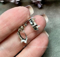 SOLID Sterling Silver, Navette Earring Post Settings with or without a Loop, Empty Settings