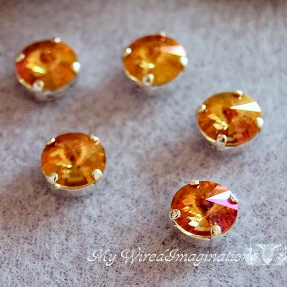 Summer Blush Swarovski Crystal, 2 Pieces, 1122 39ss 8mm Rivoli With Setting