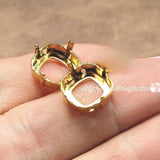 12mm article 4470, Silver or Gold Plated Empty Settings for Swarovski, 2 Pieces Nickel Free
