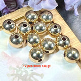 14K Gold Filled Round Beads-Spacers, 8mm & 7mm, 6 or 12 pc lots, Jewelry Destash