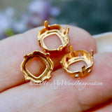 Red Brass Sew-On Type Setting, for 10mm 4470 Cushion Cut Square Rhinestones and Gems