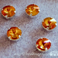 Summer Blush Swarovski Crystal, 2 Pieces, 1122 39ss 8mm Rivoli With Setting