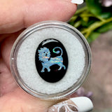 Rare Vintage Lion Carved Opal Triplet Cabochon - Black Onyx & Clear Quartz, 18x13mm