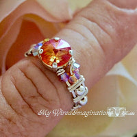 Summer Blush Swarovski Crystal, 2 Pieces, 1122 39ss 8mm Rivoli With Setting