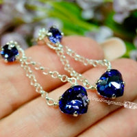 Tanzanite Handmade Earrings in Vintage Swarovski Crystal and Sterling Silver