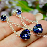 Tanzanite Handmade Earrings in Vintage Swarovski Crystal and Sterling Silver
