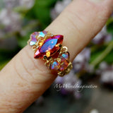 Bold Astral Pink Swarovski Crystal Statement Ring | Sterling Silver or 14K Gold-Filled