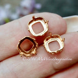 Red Brass Sew-On Type Setting, for 10mm 4470 Cushion Cut Square Rhinestones and Gems
