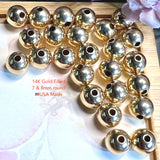 14K Gold Filled Round Beads-Spacers, 8mm & 7mm, 6 or 12 pc lots, Jewelry Destash