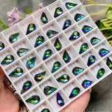 Vitrail Medium, Watermelon, Vintage Czech, 2 Pcs Faceted Crystal 10x6mm Pear Shape