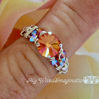 Summer Blush Swarovski Crystal, 2 Pieces, 1122 39ss 8mm Rivoli With Setting