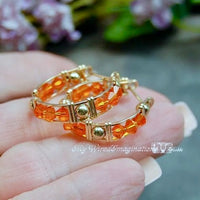 Handmade Crystal Hoop Earrings in Swarovski Sun Orange and 14K GF Wire