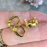 3pcs Silver or Gold Plated Settings, 14X10mm Oval, Article 4100, Crystal or Gemstone Sew On Setting