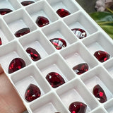 Siam 8x6mm Pear Shape, Swarovski Crystal Rhinestone With SP or GP Setting