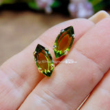 Transparent Olivine, Vintage Swarovski, Channel Cut 15x7mm Navette, 2 Pcs with Settings